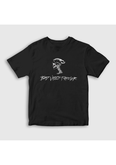Presmono Unisex Çocuk Bad Vibes Forever Xxxtentacion T-shirt Siyah