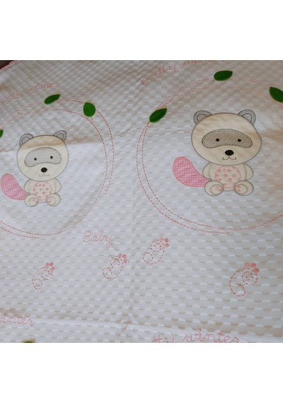 %100 Pamuk Desenli Bebek Pike & Yastık Başı