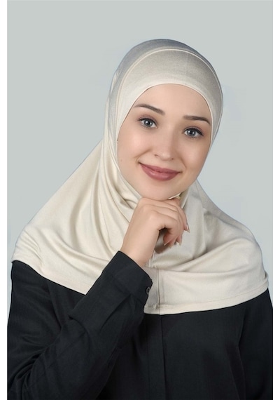 Altobeh Hazır Türban Pratik Eşarp Tesettür Hijab - Namaz Örtüsü - Krem
