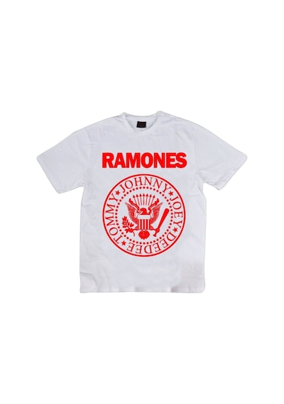 Erkek Beyaz Ramones Baskılı T-shirt Beyaz