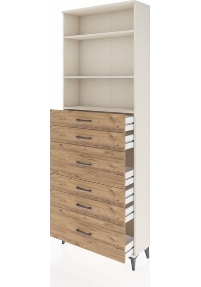 Arges Dolap 3 Raflı 6 Çekmeceli 88x30x243 Aytaşı-çam Aytaşı