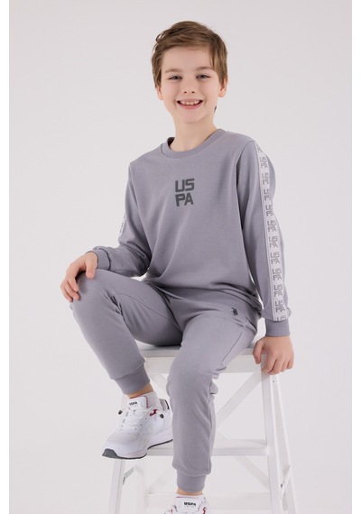 U.S. Polo Assn. Lisanslı Erkek Çocuk Alt Üst 2 Parça Eşofman Takımı Us2231 Gri
