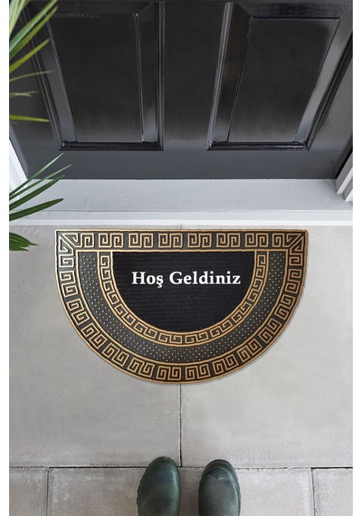 Arım Ay Modeli Welcome Yazlı Kapı Önü Paspası Gümüş Rengi Evimize Hoş Geldiniz Yazalı Altın