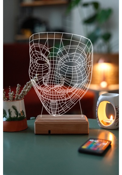 V For Vendetta Maske 16 Renk Kumandalı 3d Gece Lambası