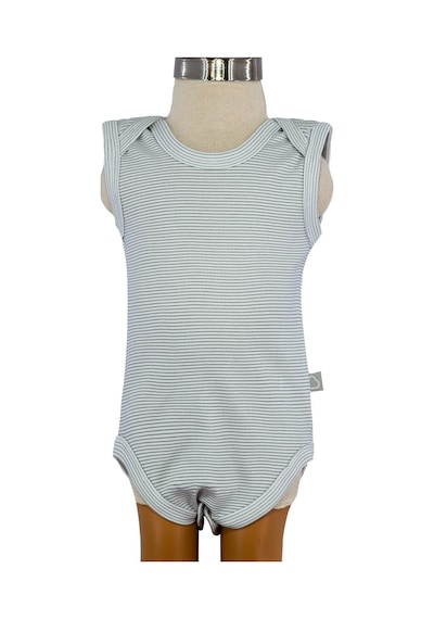 Uygunbebe Boumini Kolsuz Bebek Çıtçıtlı Body Gri Çizgili Zarf Yaka 0-36 Ay