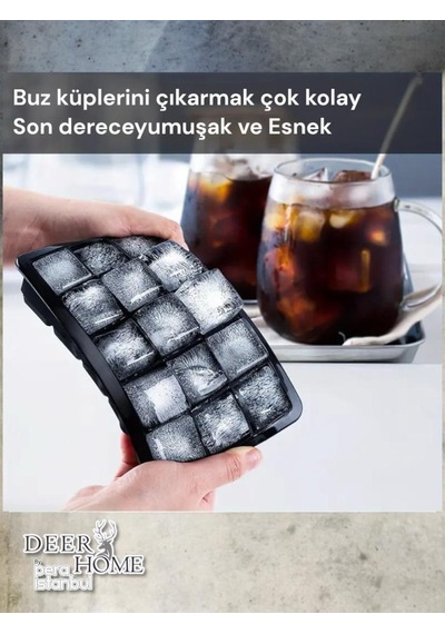 1 Adet Yeniden Kullanılabilir Silikon Buz Küpü Tepsisi - 15 Delikli, Bpa'sız, Esnek Yığınlanabilir Kırmızı