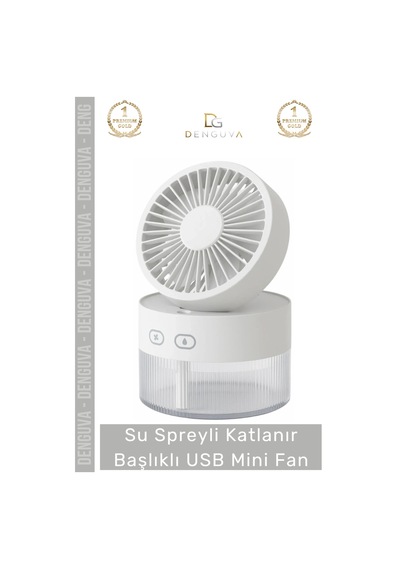 Minifan Şarjlı Led Işıklı Sulu Masaüstü Soğutucu Nemlendirici Katlanır Başlıklı Usb Mini Fan
