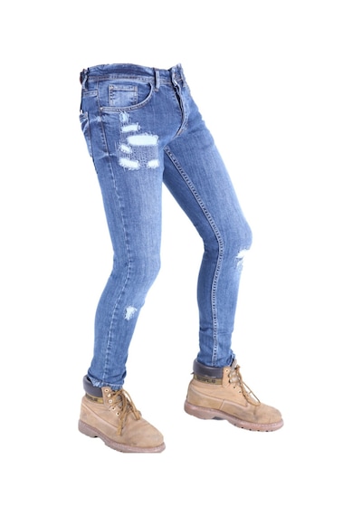 Erkek Mavi Dar Paça Denim Açık Mavi