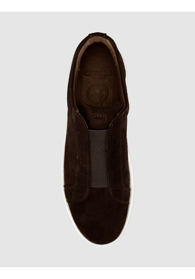 Cabani Hakiki Deri Kahverengi Süet Bağcıksız Erkek Sneaker Ayakkabı