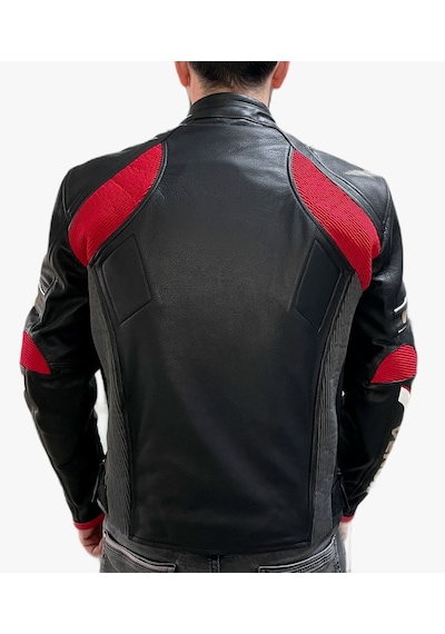 Venom Motosiklet Montu Deri 4 Mevsim Leather Racing Mont Black-red