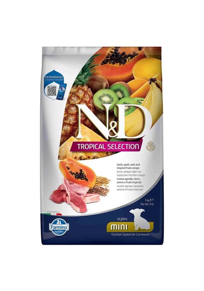 N&d Tropical Selection Düşük Tahıllı Kuzu Etli Ve Tropikal Meyveli Küçük Irk Yavru Köpek Maması 5 Kg