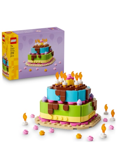 LEGO® Doğum Günü Pastası 40815 – 7 Yaş ve Üzeri Çocuklar için Mum İçeren Dekoratif Oyuncak Yapım Seti (219 Parça)