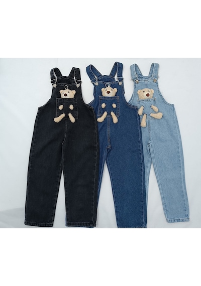 Kot Salopet Ayıcıklı Unisex Siyah