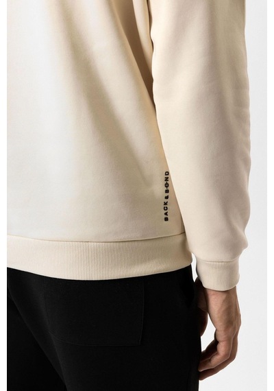 Backandbond Bej Regular Fit Pamuklu Kapüşonlu Sweatshirt
