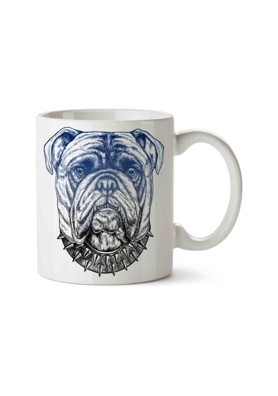 Bulldog Gritty Porselen Kupa Bardak Beyaz