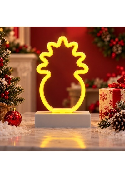 1 Adet Neon Led Işıklı Ananas Işıklı Yılbaşı Ağacı Süsleri Pıneapple Led Light Işıklı Noel Dekoru Diğer