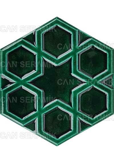 Can Seramik - 15x17 Cm. Kabartmalı Selçuklu Yıldızı Çini Karo N11.438