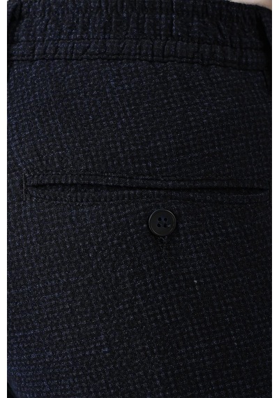 Efor Comfort Fit Beli Lastikli Pötikareli Casual Lacivert Pantolon P 1149 Lacivert