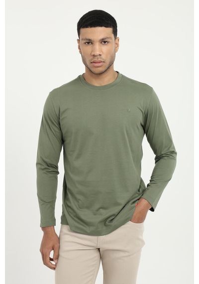 Dufy Erkek Regular Fit Bisiklet Yaka Haki Sweatshirt-25510