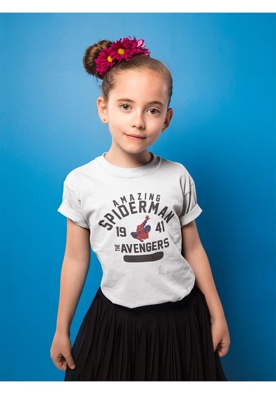 Sevbano The Amazing Spider-man Baskılı Unisex Avengers Film Çocuk Tişört Beyaz