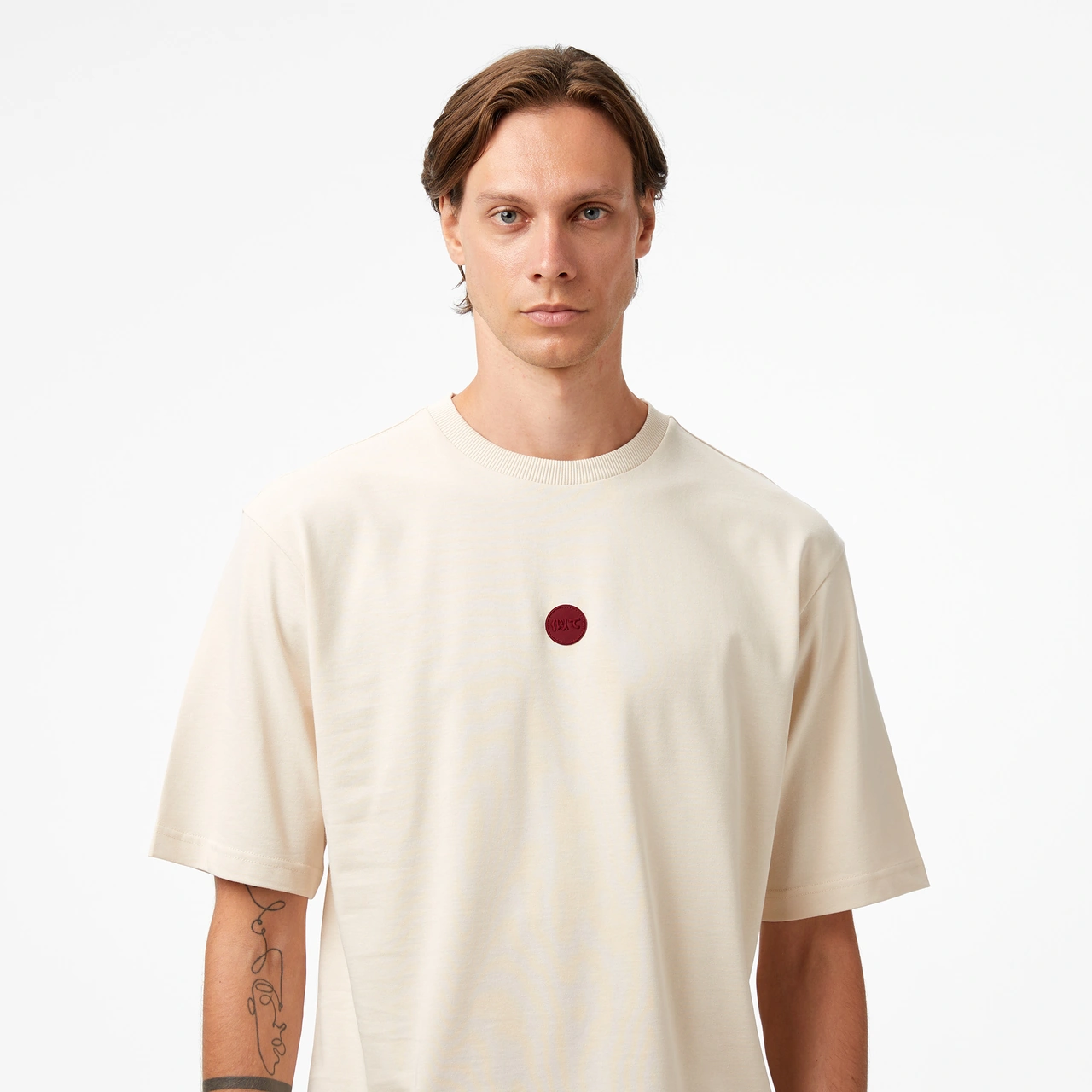 United4 Unıted4 Classic Erkek Krem T-shirt Fake Krem