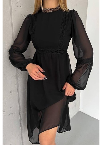 Neşeli Butik Kadın Siyah Midi Boy Astarlı Şifon Elbise Nbk2024 Siyah Neşeli Butik Kadın Siyah Midi Boy Astarlı Şifon Elbise Nbk2024 Siyah