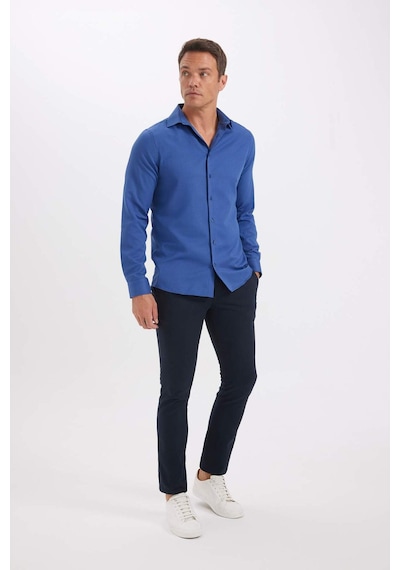 DeFacto Modern Fit Polo Yaka Poplin Uzun Kollu Gömlek R4340AZNSIN239
