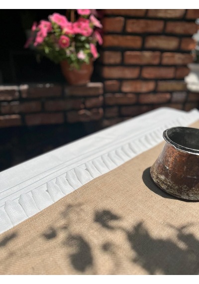 Diletto Hasır Jüt Kumaş Tül Detaylı Runner Kahverengi / Beyaz