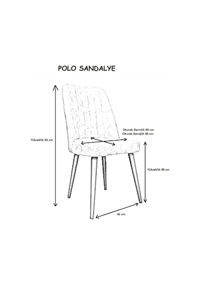 Polo Sandalye - Jerika Krem - Ahşap Ceviz Ayak 4 Adet - Salon Sandalyesi / Mutfak Sandalyesi Krem