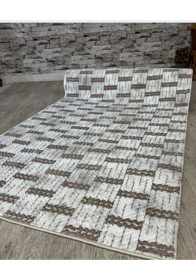 Nesrin Kaymaz Jel Taban Modern Kesme Yolluk Leke Tutmaz Salon Mutfak Koridor Halisi Kahverengi