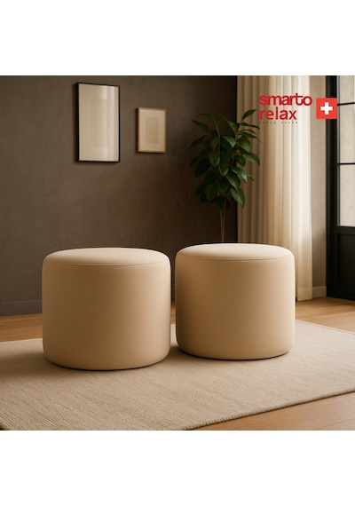 Smarto Relax Puf Babyface Kumaş Silindir Puf 40 45 Cm Bej