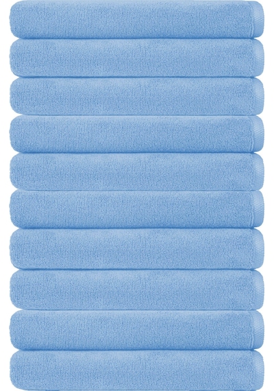 10 Lu Otel Banyo Havlusu Pamuklu 90x150 Cm Renkli 16/1 Avs 580 Gr Mavi
