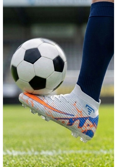 In Step Air Erkek Beyaz Futbol Kramponu - Çoraplı Bilekli Halı Saha Ayakkabısı - 601