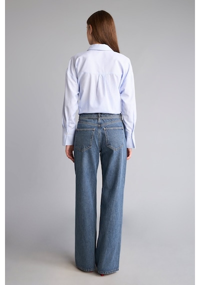Defacto %100 Pamuk Cepli Straight Fit Yüksek Bel Jean Pantolon H6945ax26aunm28 Mavi-nm28