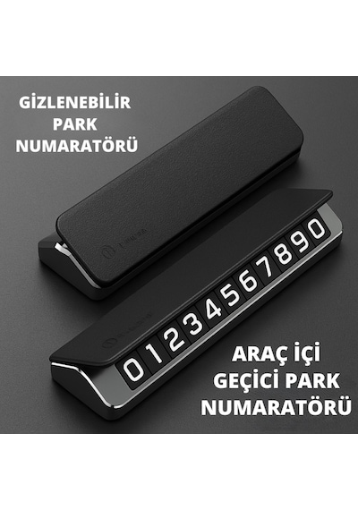 Polham Deri Ve Metal Araç İçi Geçici Park Telefon Numaratörü, Gizlenebilir Numaratör, Manyetik Numaralı 1 Adet