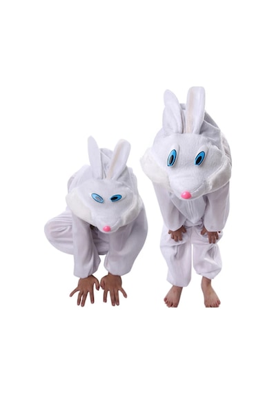 Çocuk Tavşan Kostümü Beyaz Renk 6-7 Yaş 120 Cm Çok Renkli