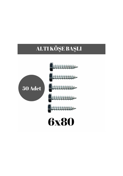 Trifon Vida 6x80 Mm Altı Köşe Anahtar Başlı Vida 50'li Paket 6 x 80 MM
