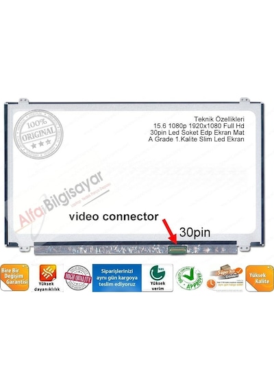 HP 15-bw010nt 2BT39EA  uyumlu Full Hd 1080p Ekran Lcd Panel 15.6