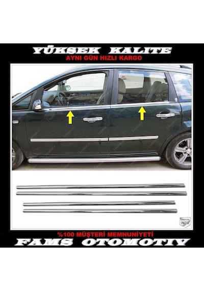 Famsotomotiv Ford C-Max Krom Cam Çıtası 4 Prç. 2003-2010 Paslanmaz Çelik
