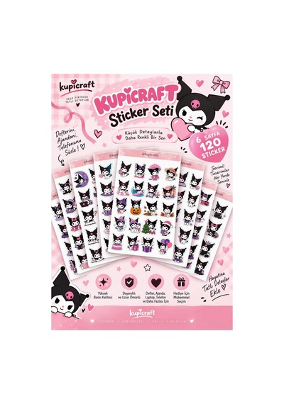 6 Sayfa Kuromi Sticker Seti Kuromi Temalı Ajanda Scrapbook Journal Etiket 0