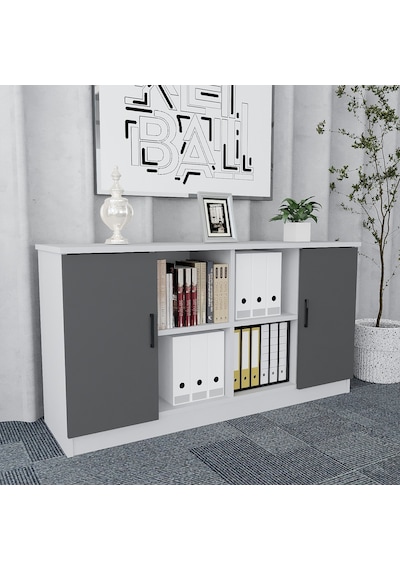 Pasha 4'lü Ofis Takımı  Model 6 Beyaz Füme