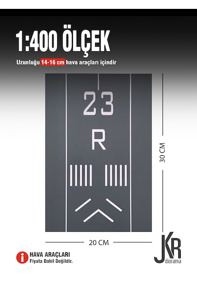 1/400 Ölçekli Hava Araçları İçin Uçak Pisti Havaalanı, Pist, Yol Düzeni 20x30 Cm - 3 Parça