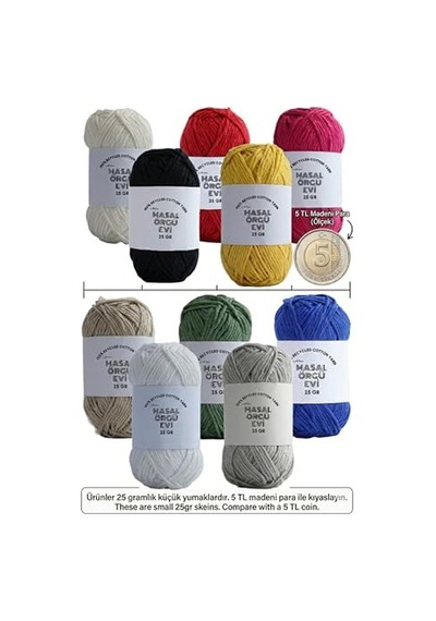 25 Gram Mini Cotton Serisi%100 Pamuk Örgü İpi 10 Renk Punch Ve Amigurumi İpi