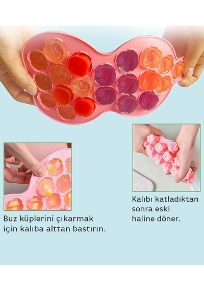 Buz Kalıbı 1 Adet Silikon Kapaklı 21 Bölmeli Kalıp Kokteyl Içecek Buzluk Saklama Silikon Çok Renkli Diğer