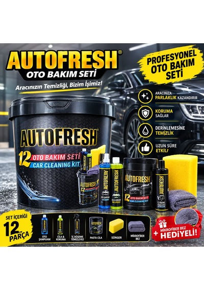 Autofresh 12 Parça Efsane Araç Bakım Seti Full Oto Bakım Temizlik Seti Bez Sünger