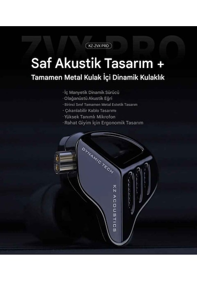 Kz Zvx Pro Saf Akustik Tasarım Tamamen Metal Iem Zvx Pro