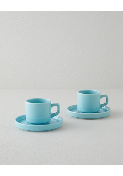English Home Coastal Bliss Seramik 4 Parça 2 Kişilik Çay Fincanı Takımı 184 Ml Açık Mavi Açık Mavi