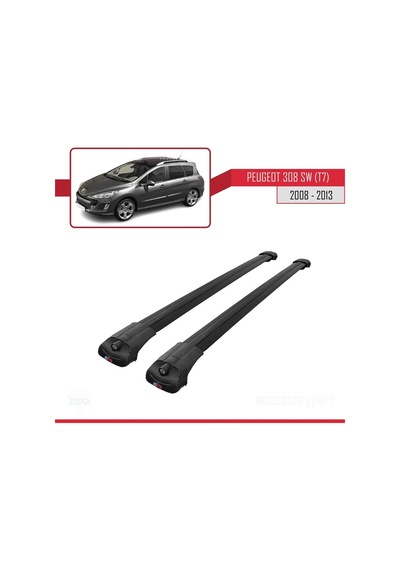 Peugeot 308 Sw T7 2008-2013 Arası İle Uyumlu Ace-1 Ara Atkı Tavan Barı Siyah