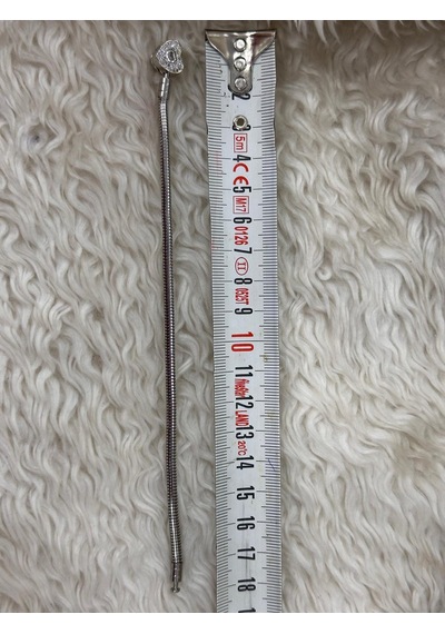 Premium Gümüş Renk Parlak Ve Modern Taş Detaylı Kalp Charm 316l Çelik Bileklik 18cm