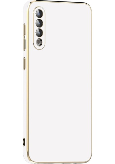 Samsung Galaxy Uyumlu A50 Kılıf Zore Kenarı Gold Renk Silikon Bark Kapak